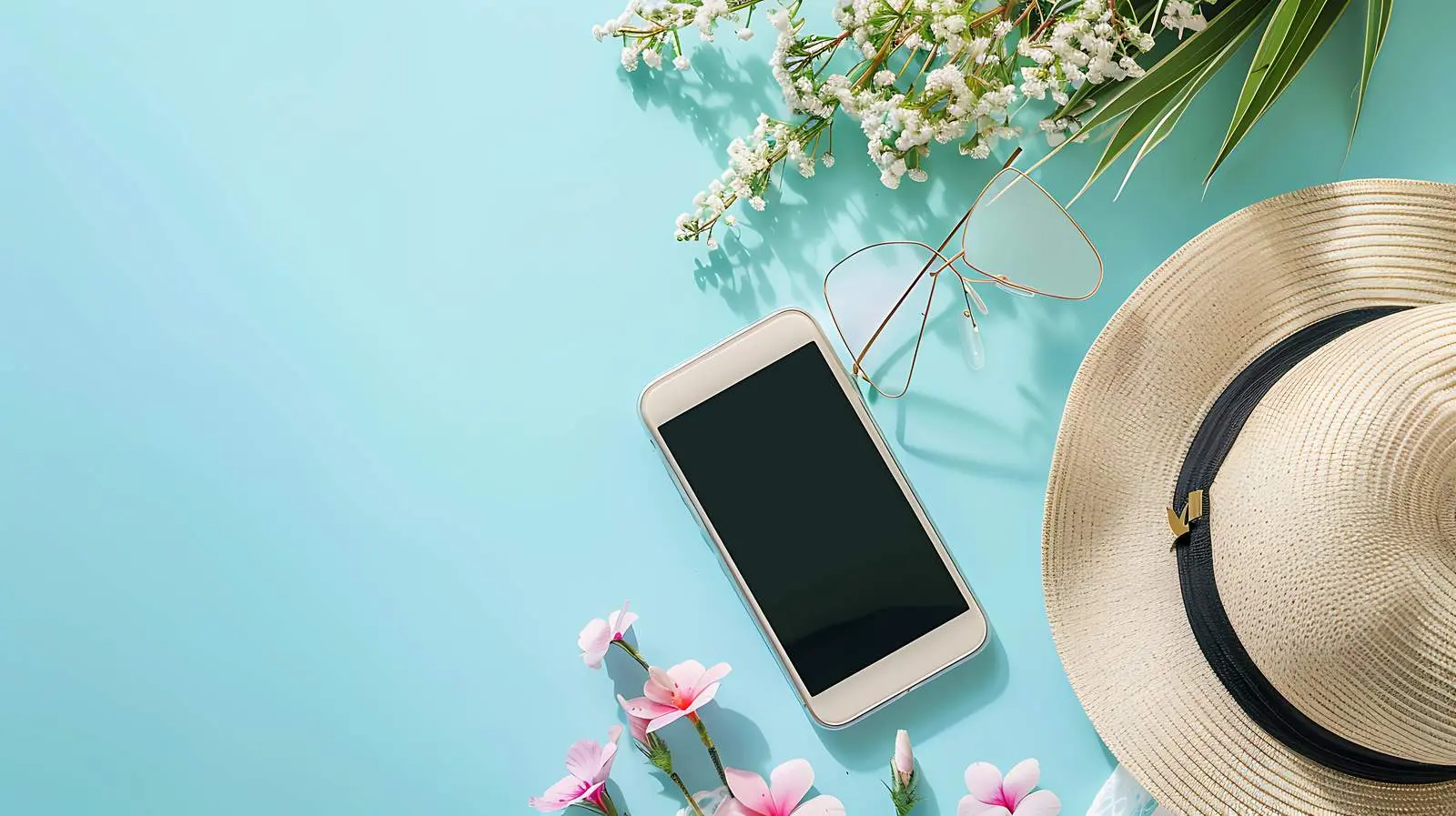 Aesthetic Women's Fashion Accessories Flatlay with Mobile Phone — free download from Dotvec