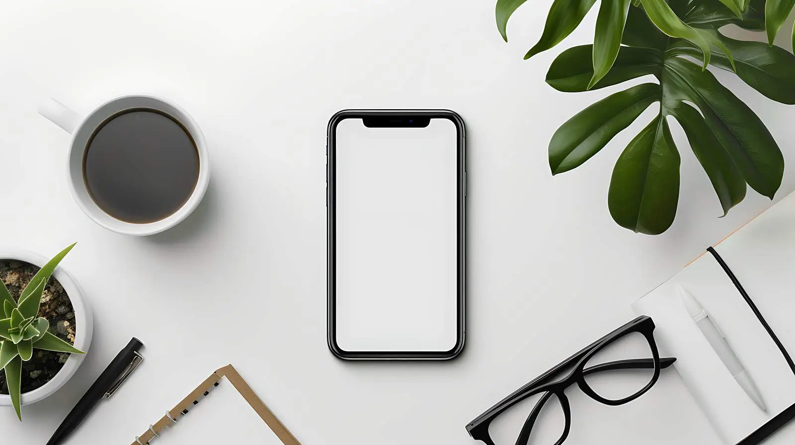 Aesthetic Flatlay of Blank Smartphone Screen — free download from Dotvec