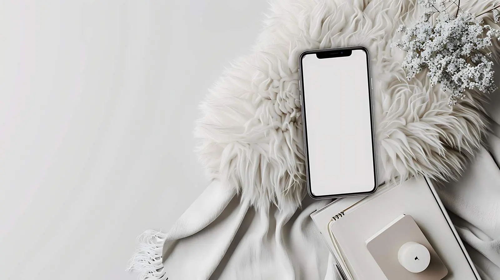 Aesthetic Flatlay of Blank Mobile Phone Screen — free download from Dotvec