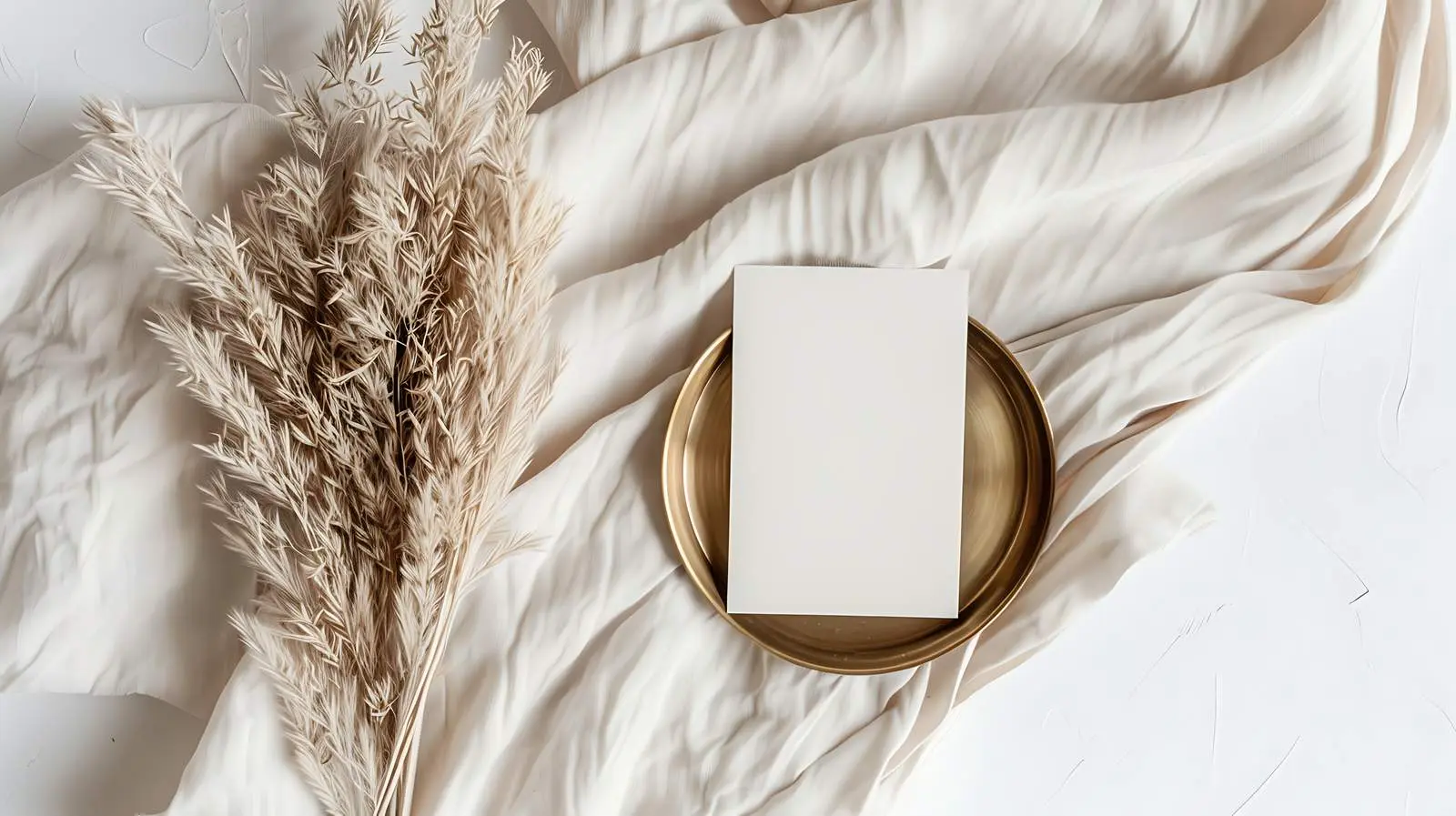 Flatlay of Blank Card on Brass Dish — free download from Dotvec