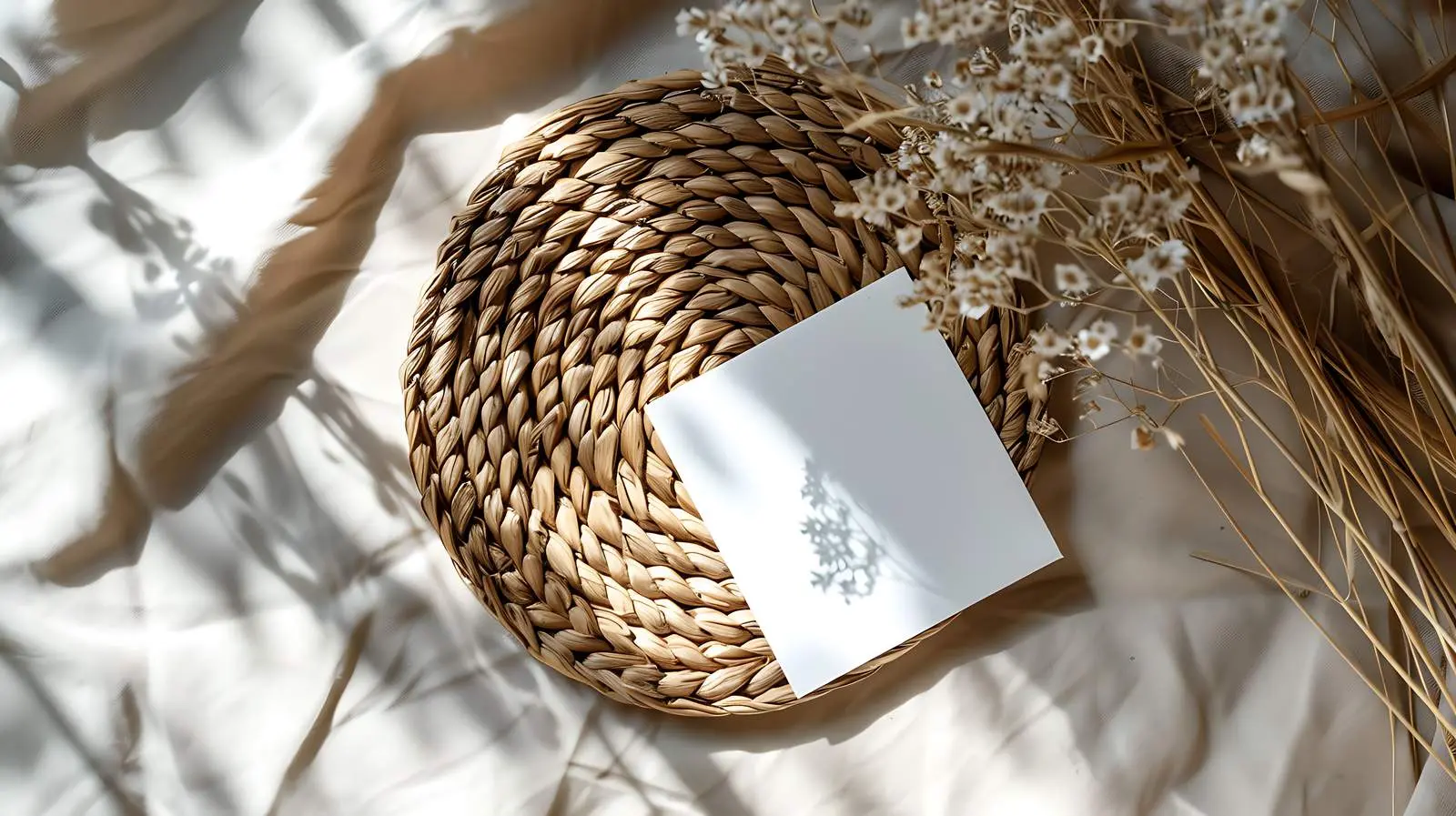 Blank Business Card on Wicker Rug — free download from Dotvec