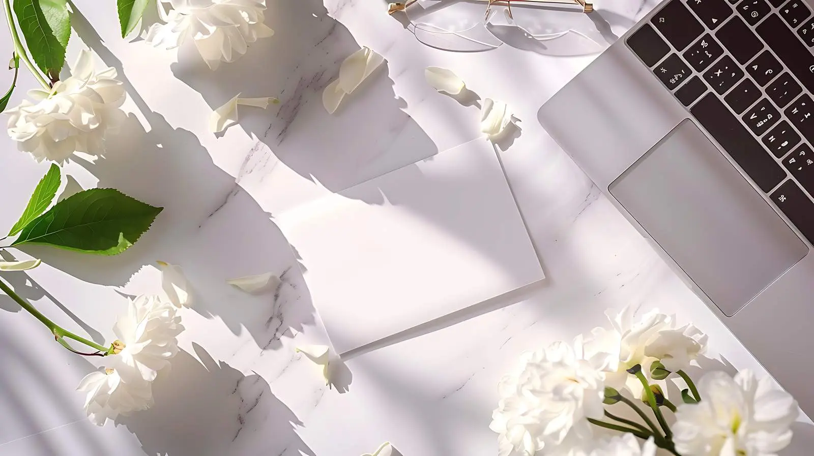 Flatlay of Blank Card and Glasses — free download from Dotvec