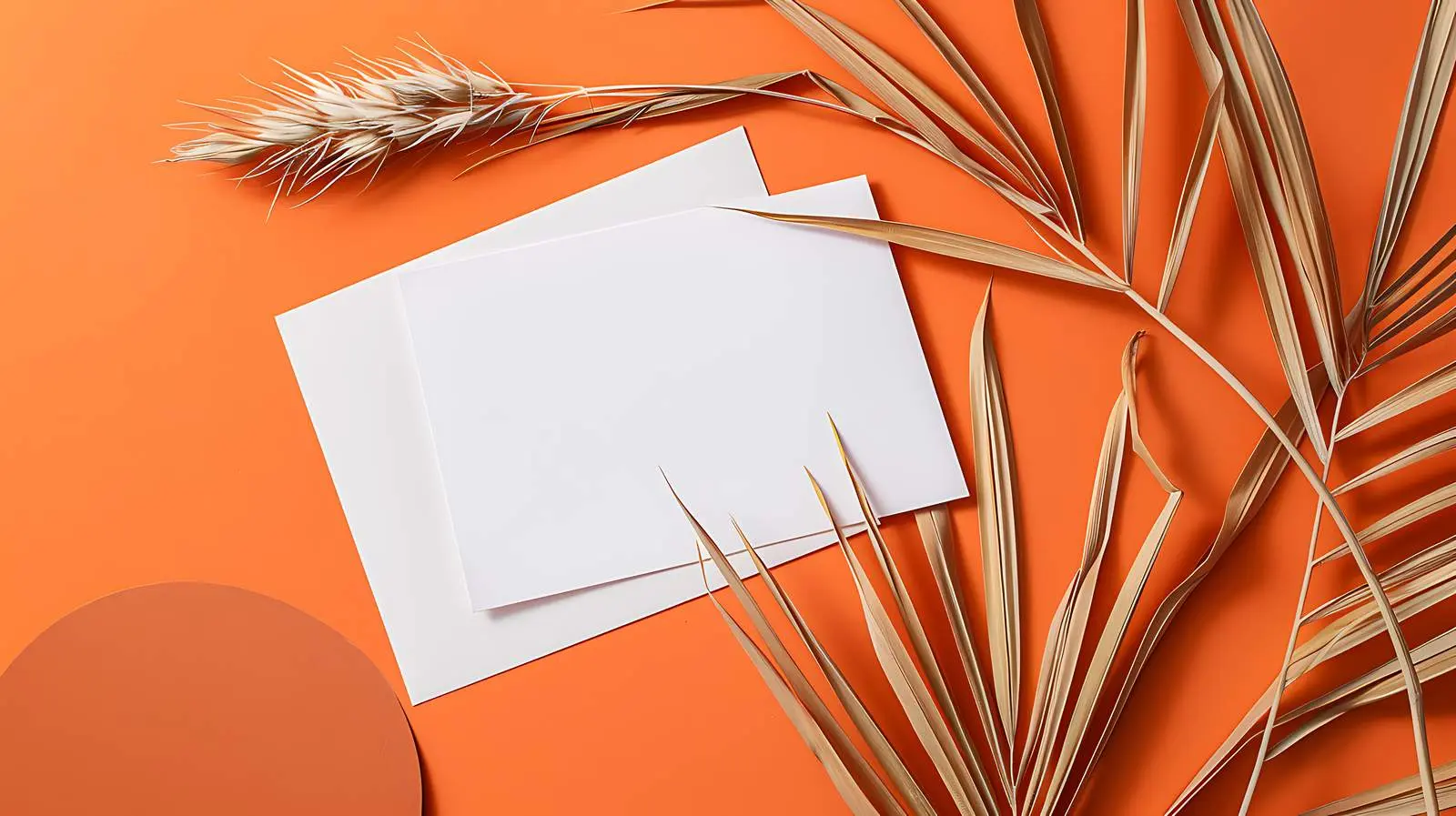 Flatlay of Blank Paper Cards on Grass – free mark image from Dotvec