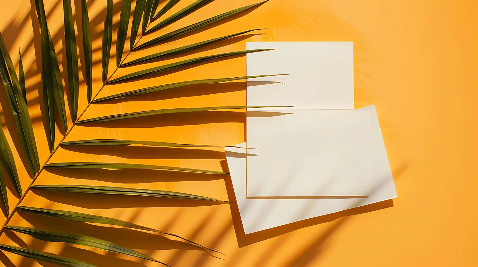 Blank Paper Cards on Dry Grass with Shadows — free download from Dotvec