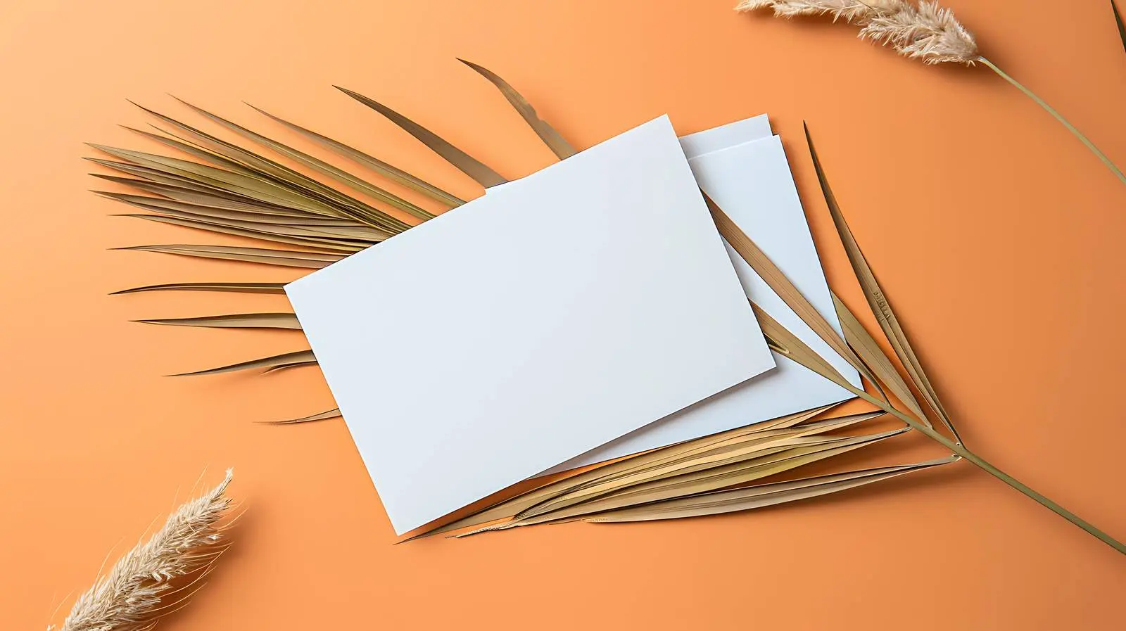 Blank Paper Cards on Grass with Sunlight Shadows – free blank card image from Dotvec