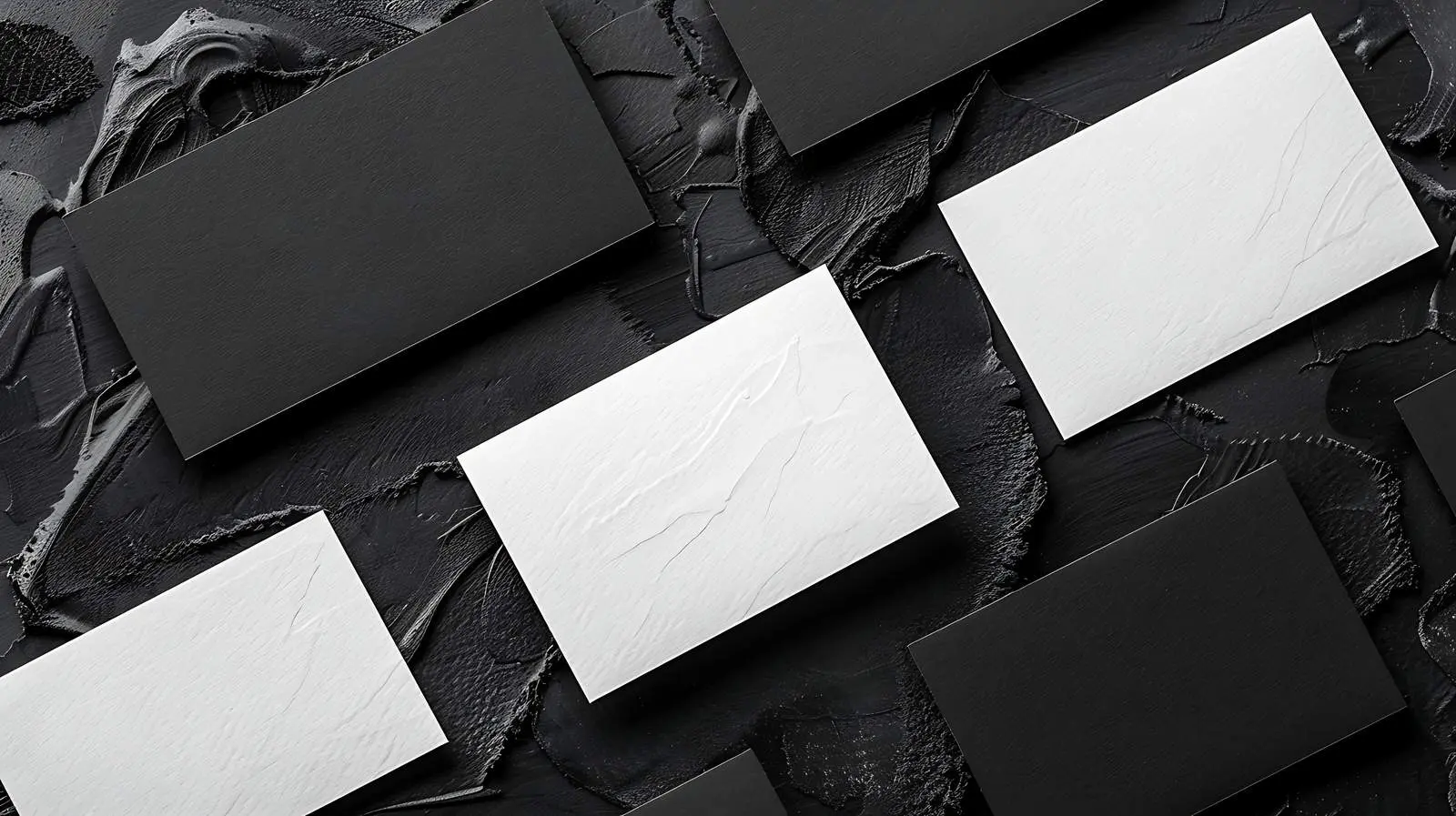 Flat Lay of Blank Paper Cards on Black Table – free innovative design image from Dotvec
