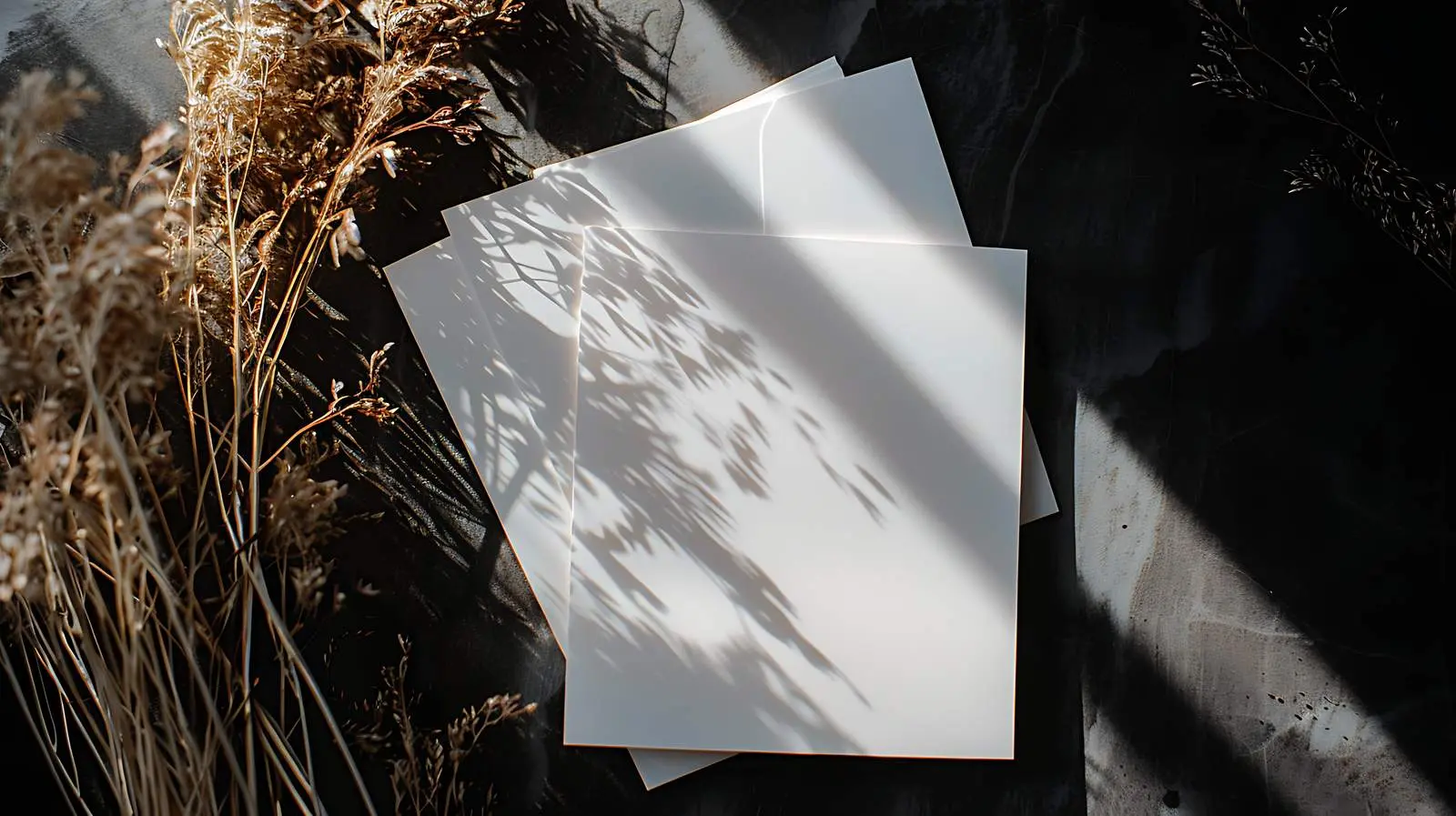 Blank Paper Cards on Grey Table Flatlay – free mark image from Dotvec