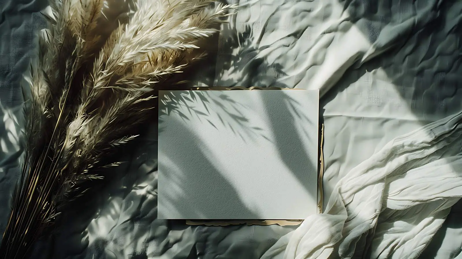 Elegant Flatlay of Blank Paper and Pampas Grass – free paper card image from Dotvec