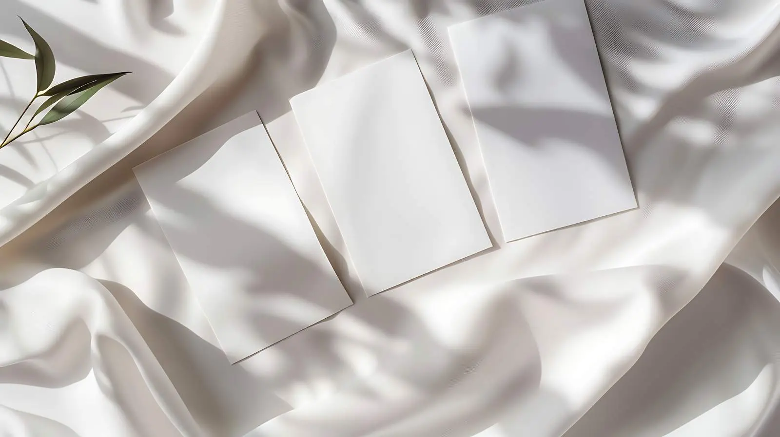 Flatlay of Blank Paper Cards with Sunlight Shadows – free paper card image from Dotvec