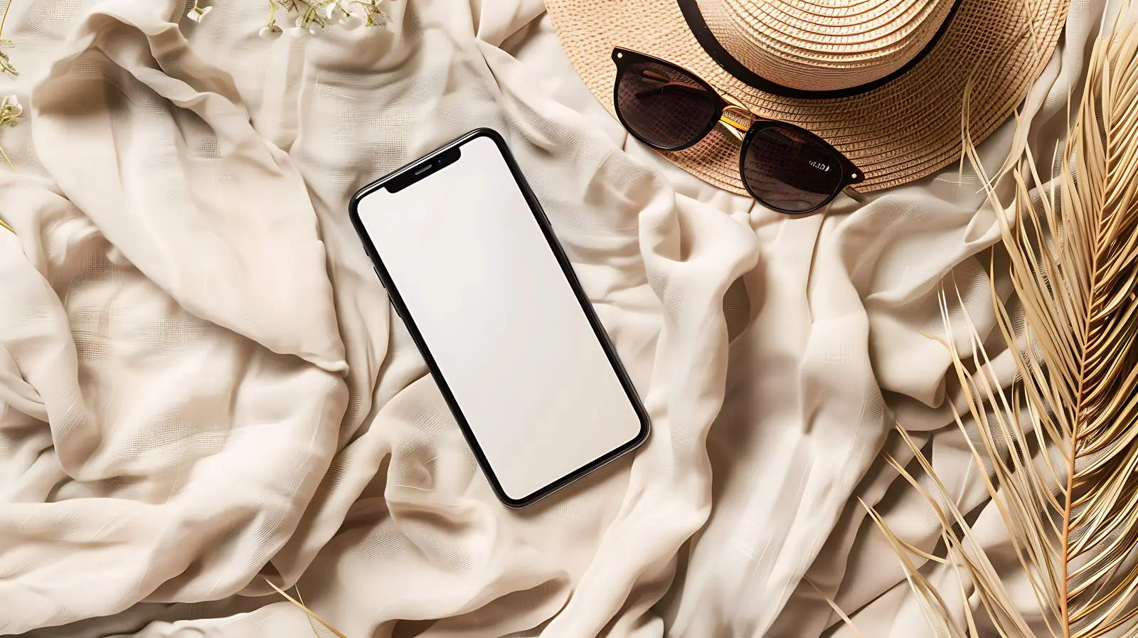 Flatlay of Mobile Phone with Poppy Flower – free object image from Dotvec