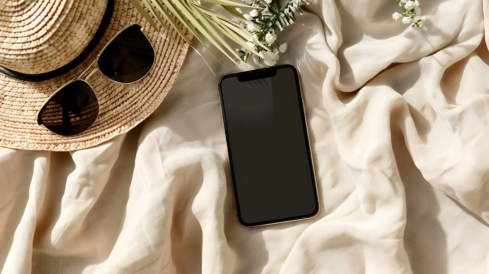 Flatlay of Mobile Phone and Poppy Flower – free object image from Dotvec