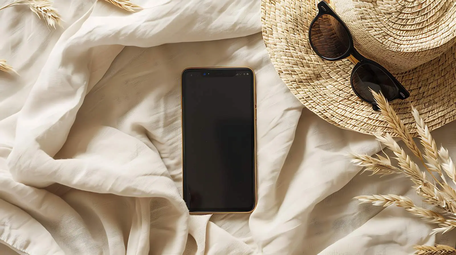 Blank Mobile Phone with Poppy Flower Flatlay – free abstract image from Dotvec