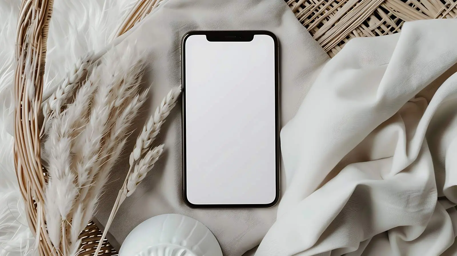 Blank Screen Mobile Phone Flatlay on Ginger Background — free download from Dotvec