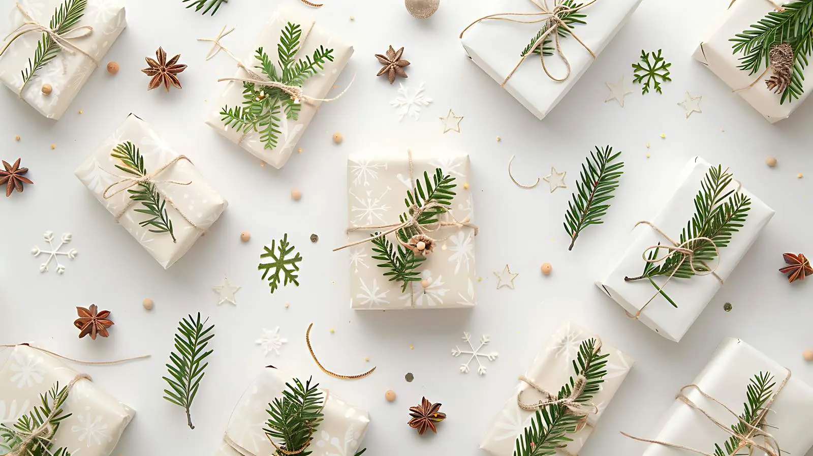 Flatlay of Minimal Christmas and New Year Gift Boxes – free festive image from Dotvec