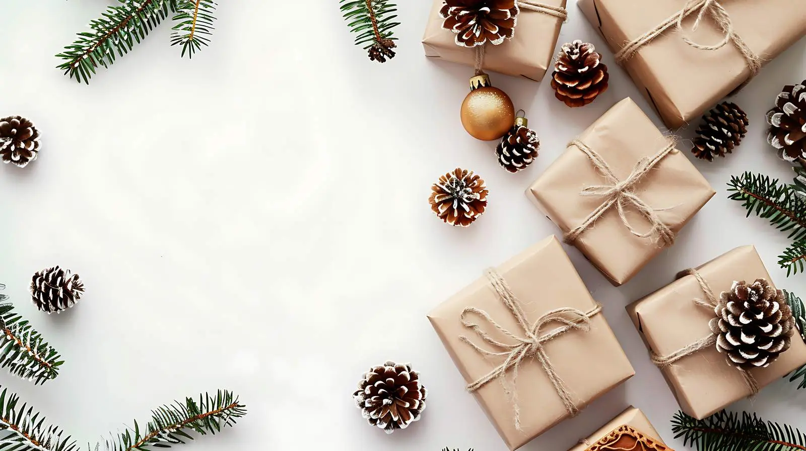 Minimalist Christmas and New Year Gift Boxes Flatlay – free festive image from Dotvec