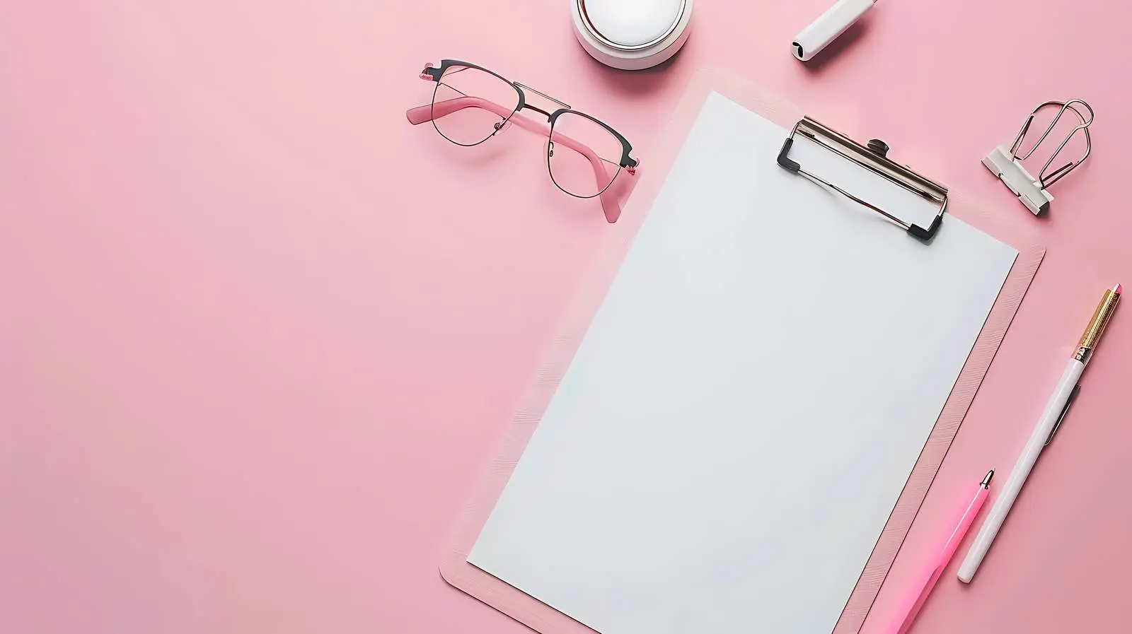 Clipboard with Blank Paper Sheet Flatlay – free office image from Dotvec