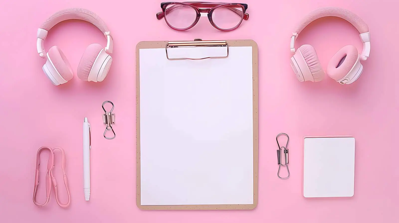 Flatlay of Clipboard with Blank Paper Sheet – free office image from Dotvec