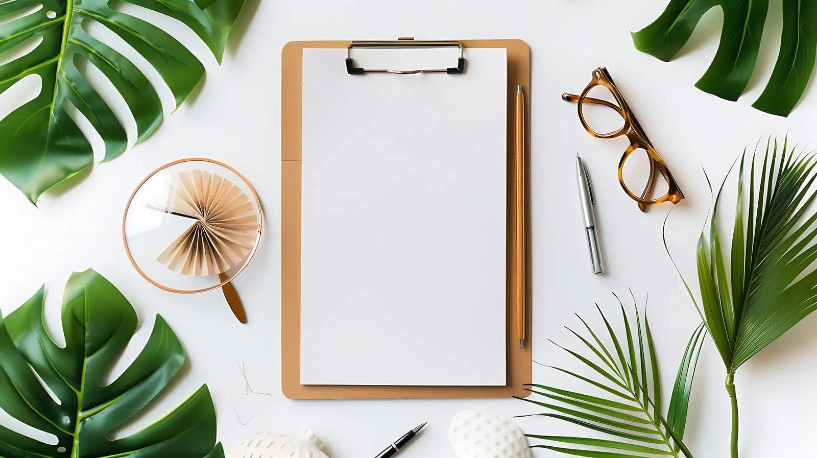 Flatlay of Blank Clipboard on Tan Surface – free mark image from Dotvec