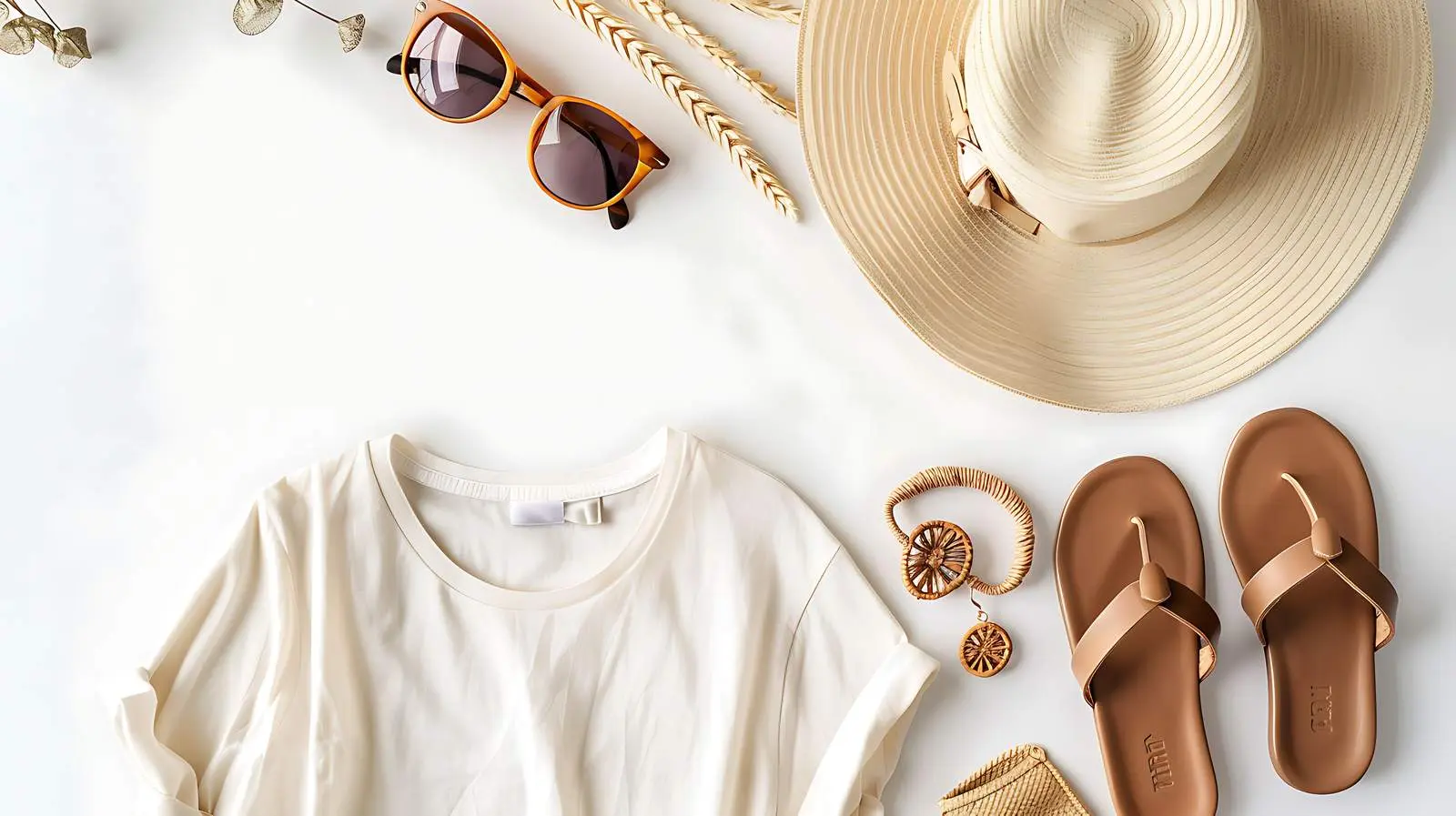 Elegant Women's Beach Clothes Flatlay – free mark image from Dotvec