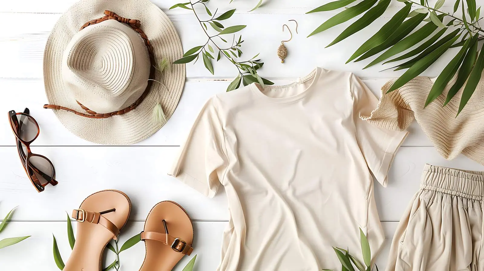 Elegant Women's Beach Clothes Flatlay – free aid image from Dotvec