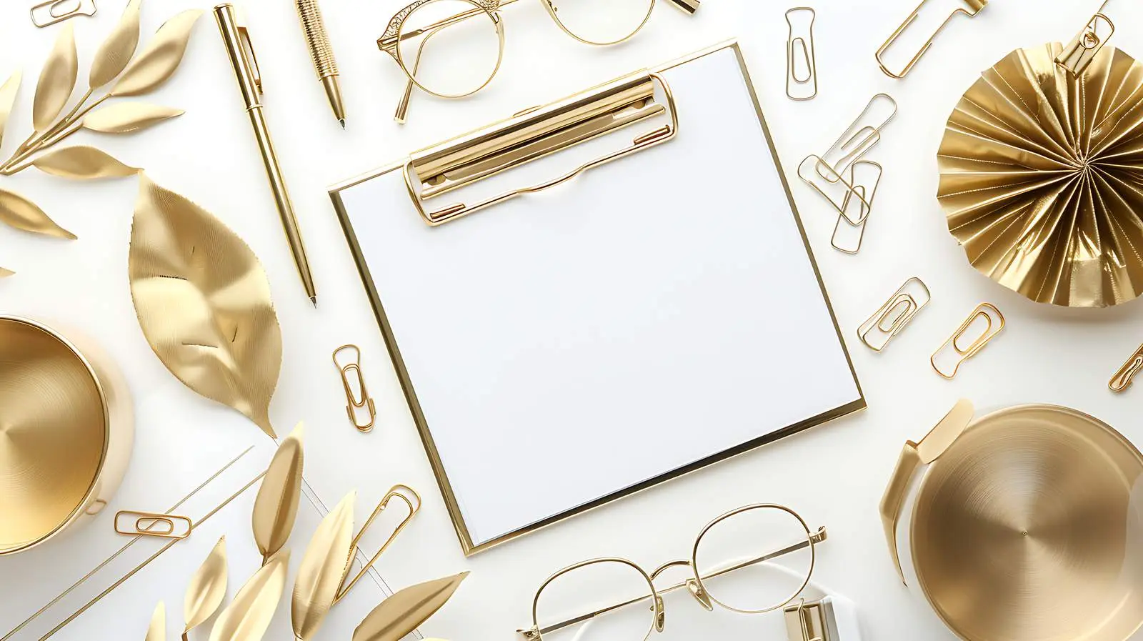Elegant Gold Female Accessories in Office Flatlay – free office image from Dotvec