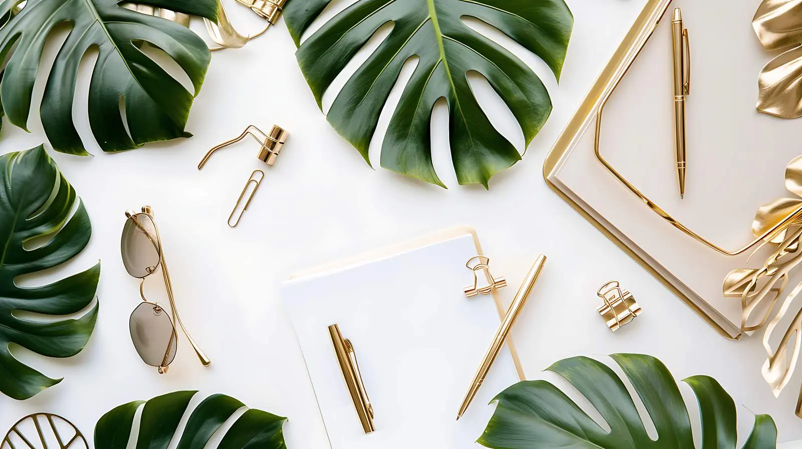 Gold Female Accessories Flatlay in Office Setting – free office image from Dotvec