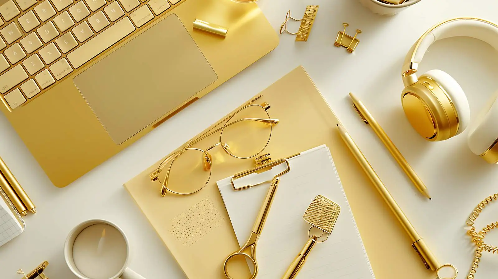 Flatlay of Gold Female Accessories and Office Supplies — free download from Dotvec