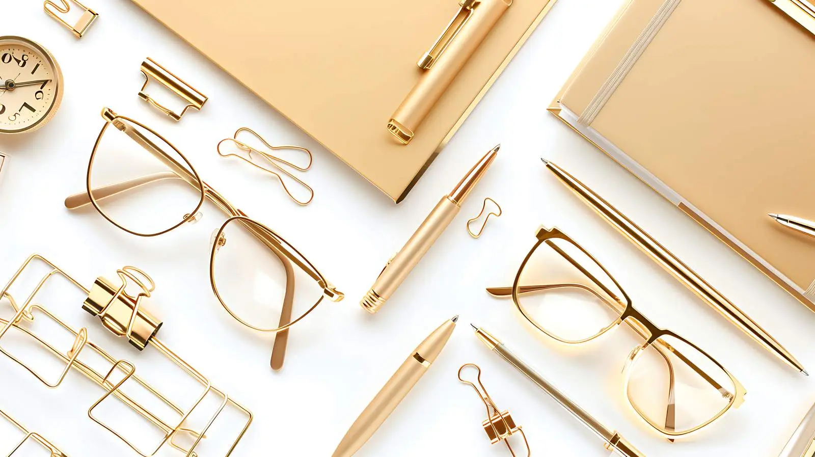 Gold Female Accessories and Office Flatlay — free download from Dotvec