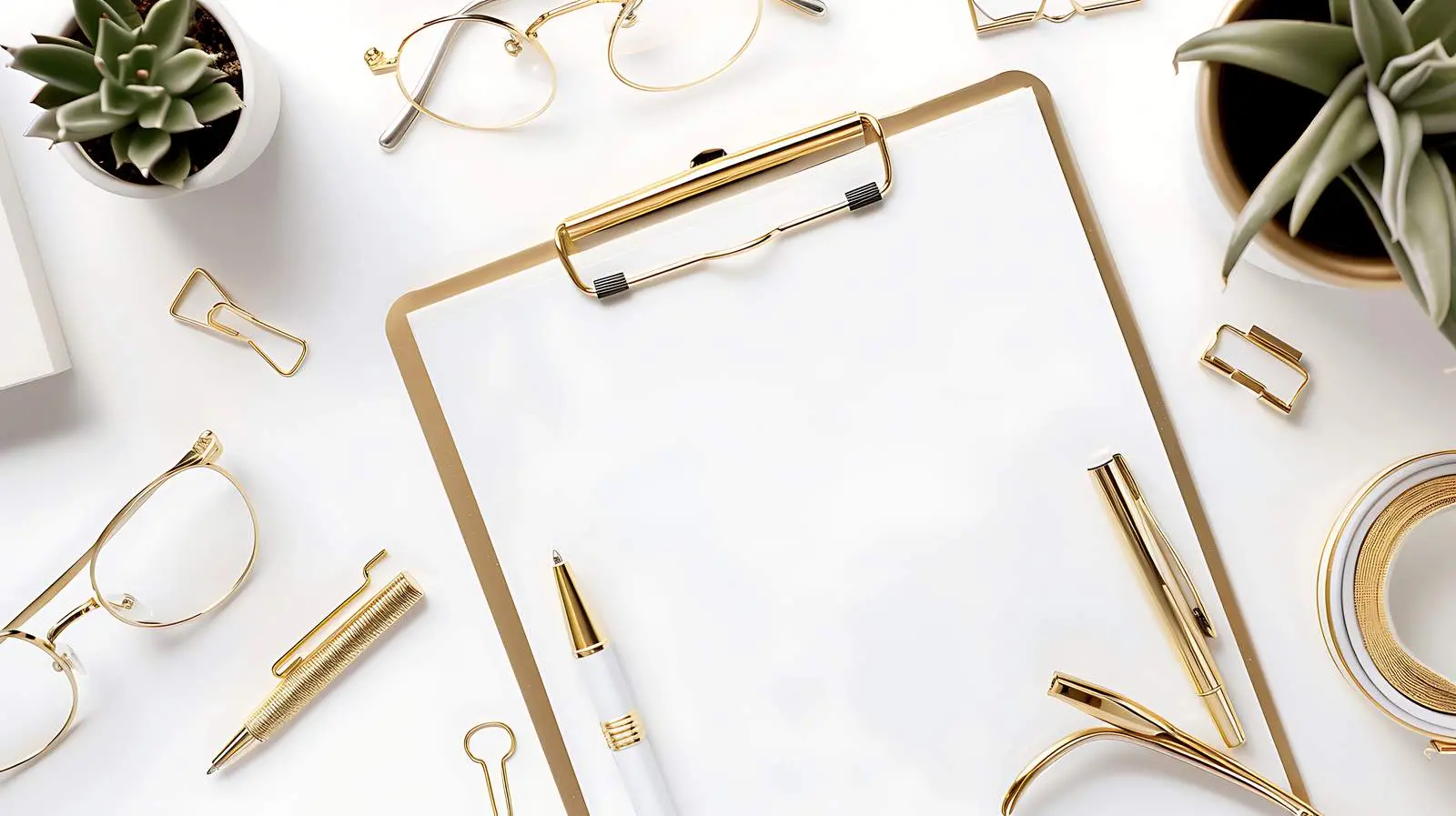Gold Female Accessories and Office Essentials Flatlay — free download from Dotvec