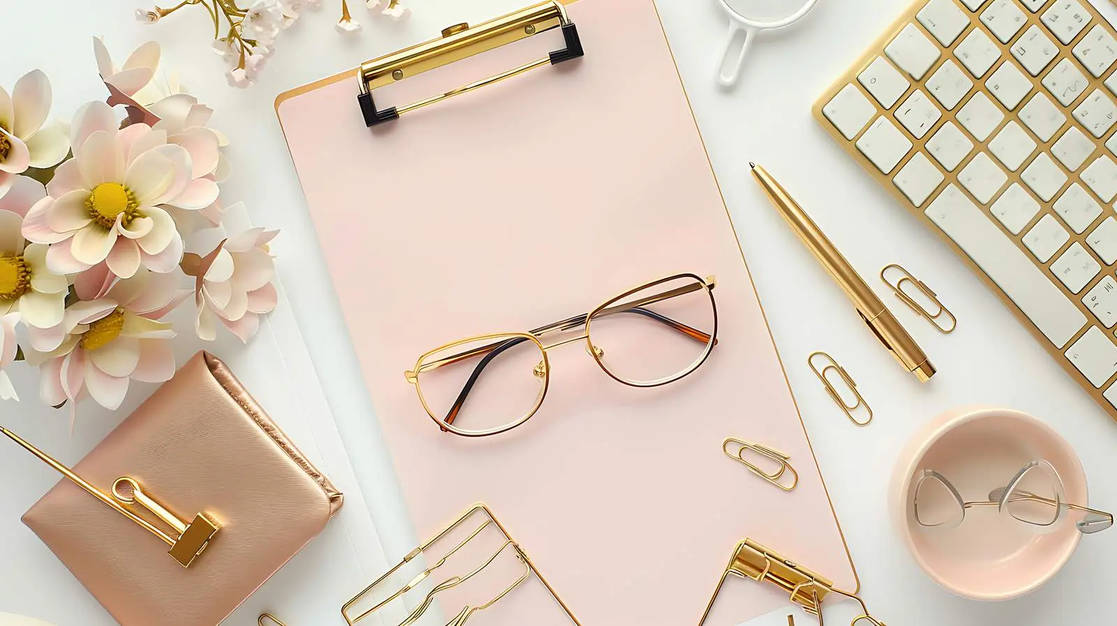 Elegant Gold Female Accessories and Office Essentials — free download from Dotvec