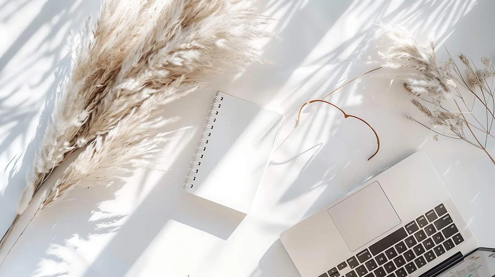 Bohemian Aesthetic Flatlay with Laptop and Notebook — free download from Dotvec