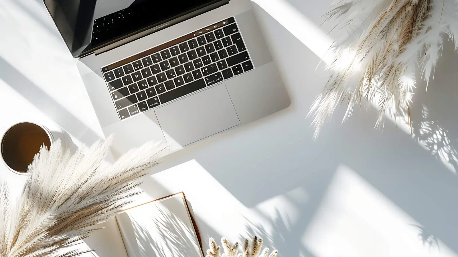 Aesthetic Bohemian Laptop and Notebook Flatlay — free download from Dotvec