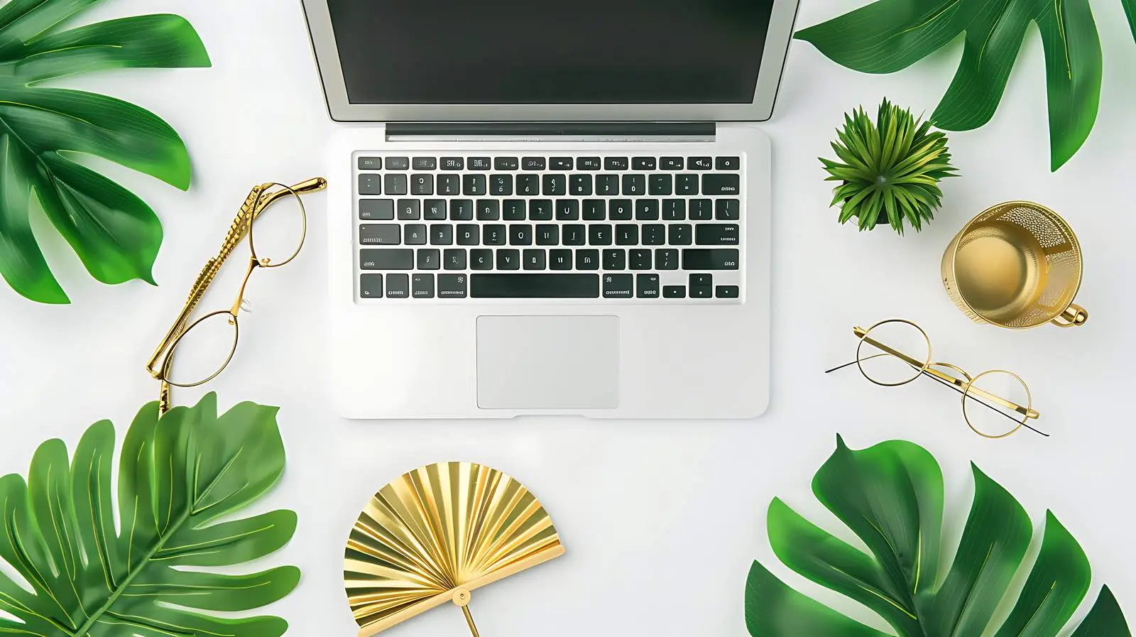 Flatlay Workspace with Laptop and Stationery — free download from Dotvec