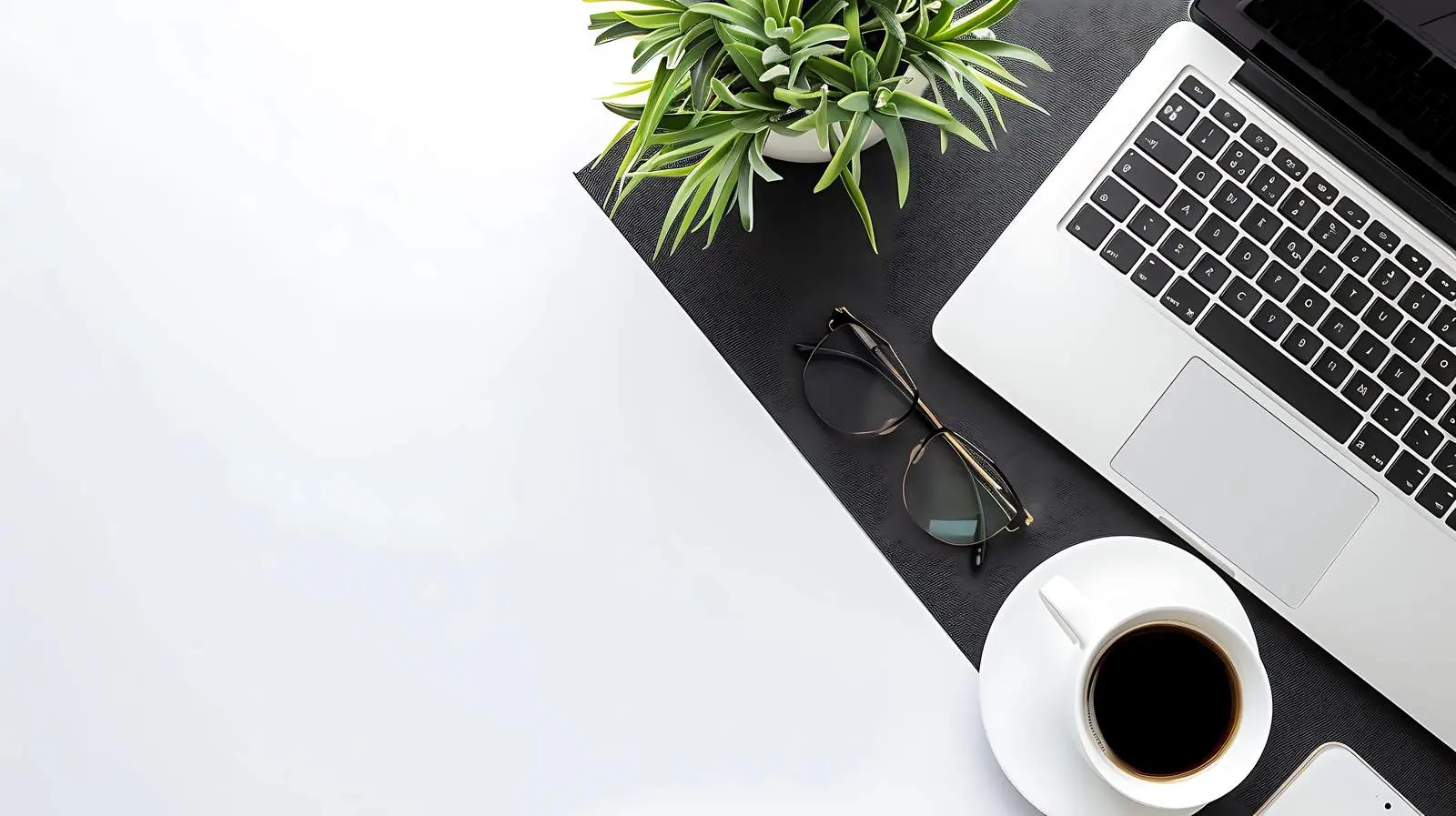 Laptop Flatlay on Black Table for Home Office – free free image from Dotvec