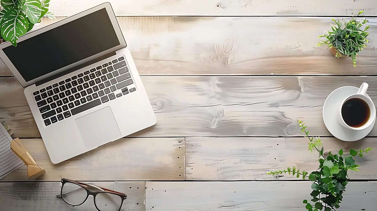 Flatlay of Laptop on Wooden Table — free download from Dotvec