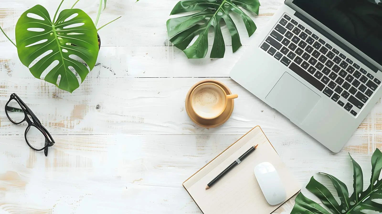 Flatlay of Laptop on Wooden Table — free download from Dotvec