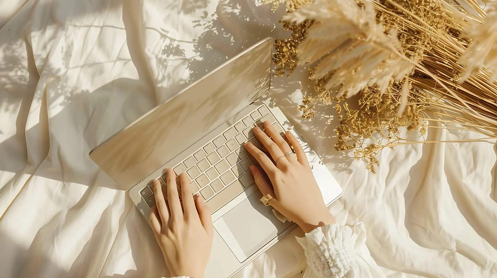 Person Working on Laptop Flatlay Aesthetic — free download from Dotvec