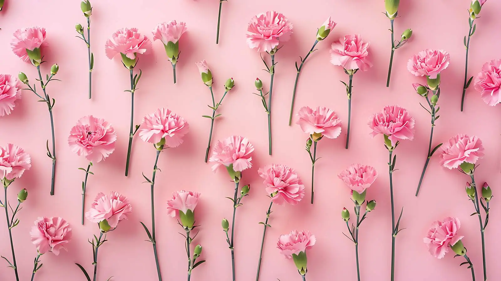 Flatlay of Pink Carnations on Pastel Background — free download from Dotvec