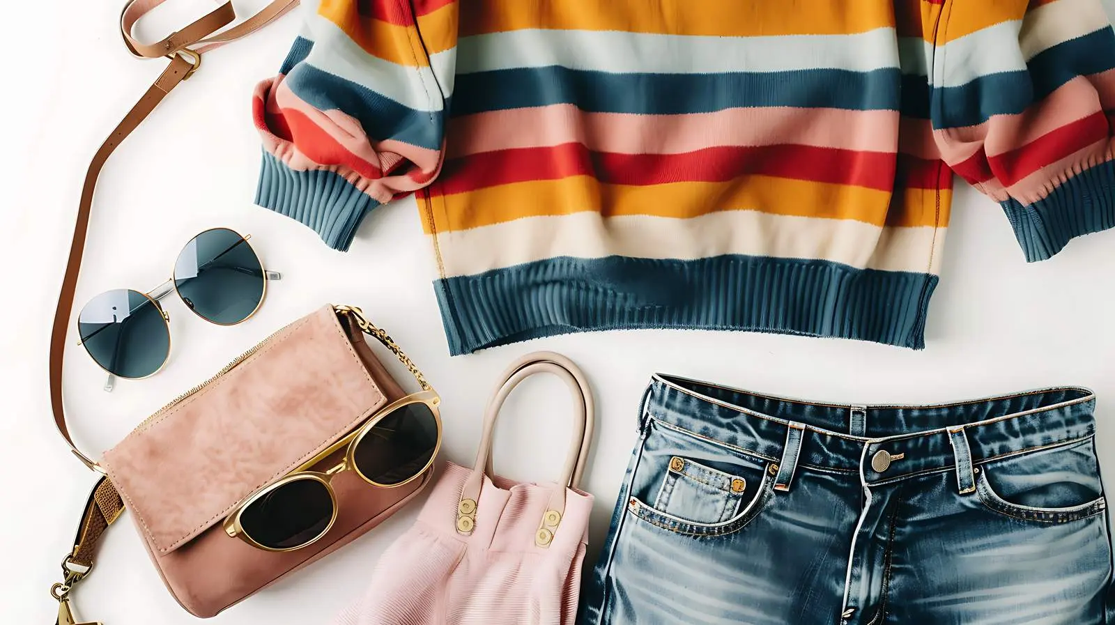 Stylish Casual Women's Clothes and Accessories Flatlay – free flat image from Dotvec