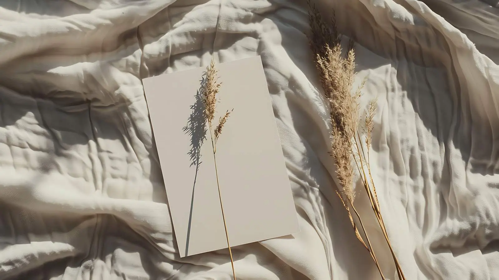 Flatlay Mockup of Paper Cards and Dried Grass — free download from Dotvec