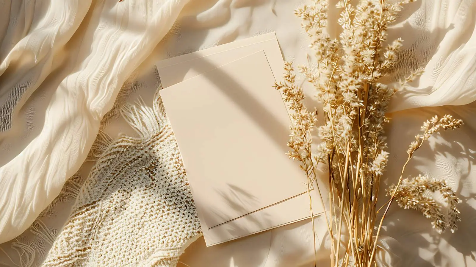 Flatlay of Paper Sheets and Dried Grass — free download from Dotvec