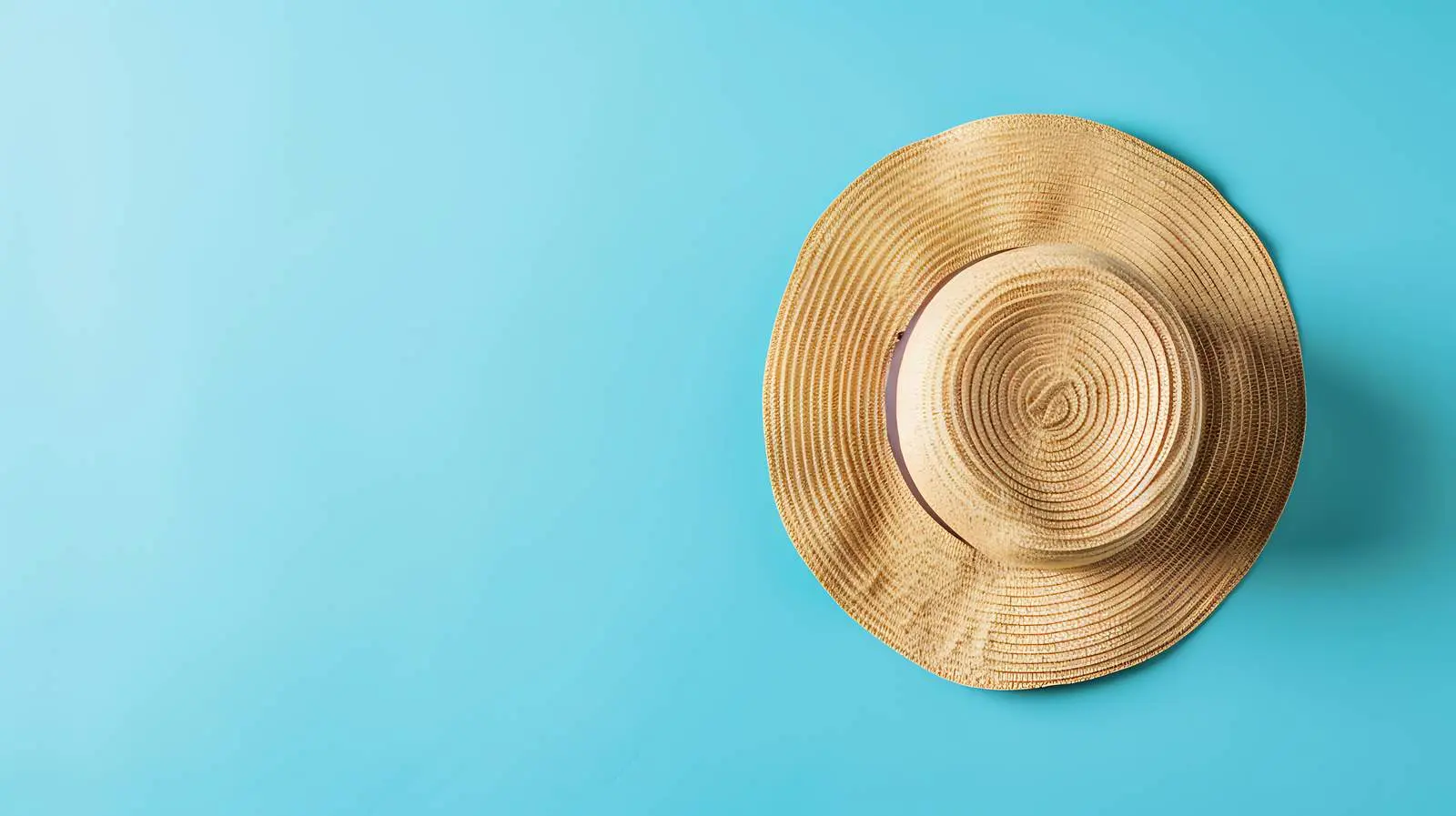 Stylish Straw Hat on Pastel Blue Background – free flat image from Dotvec