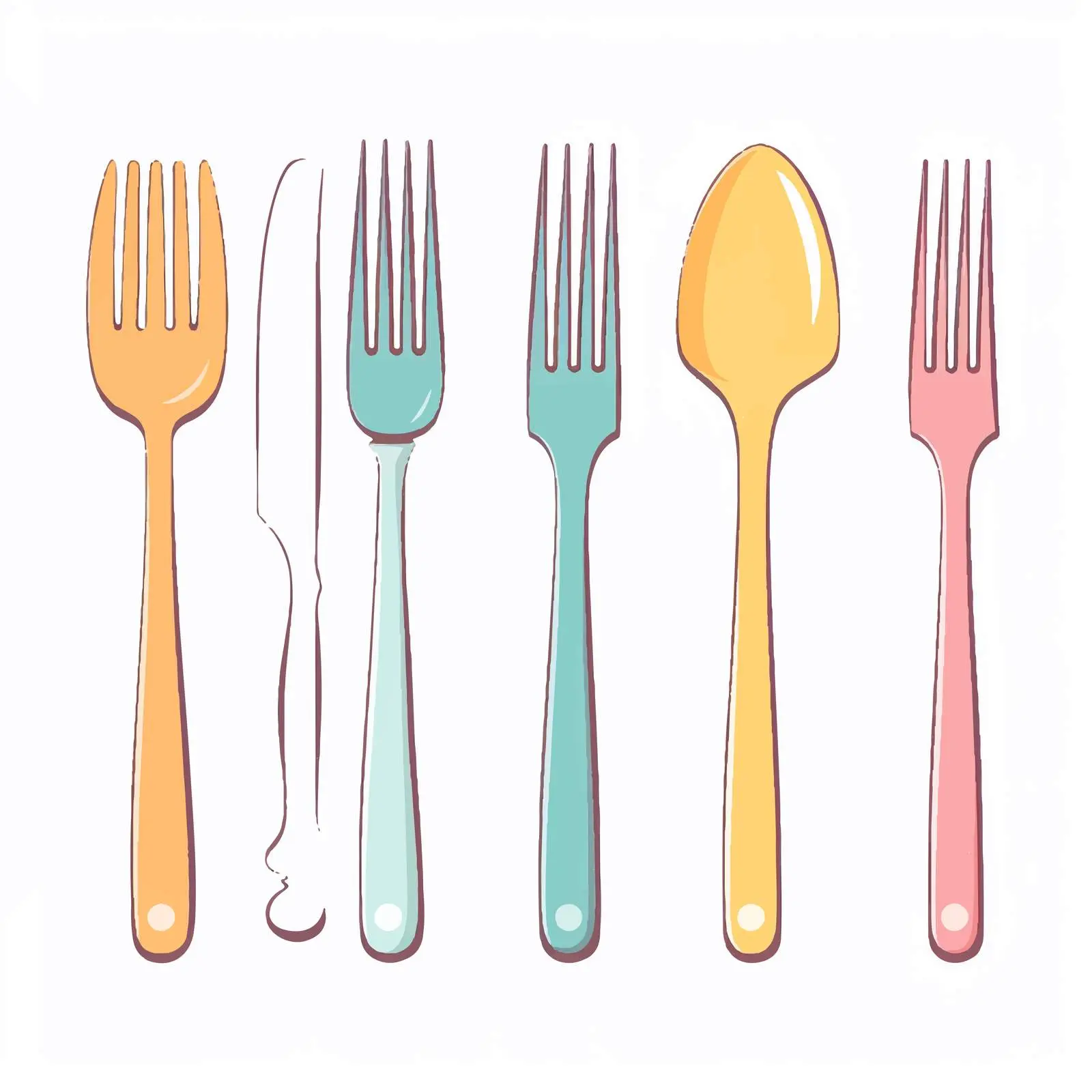 Flatware Line Vector Illustration on White Background — free download from Dotvec