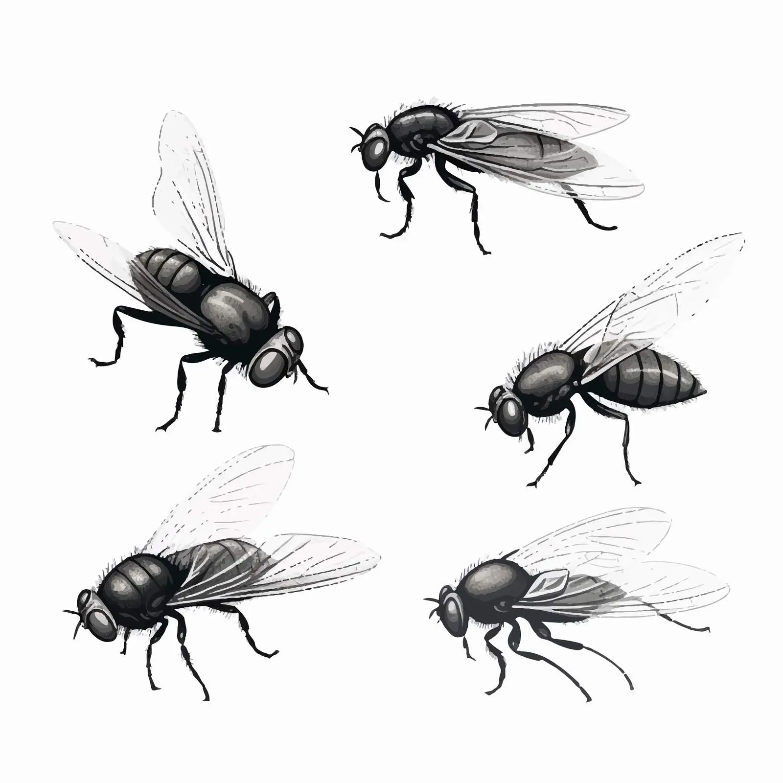 Isolated Fly Sketch Vector Illustration on White Background — free download from Dotvec