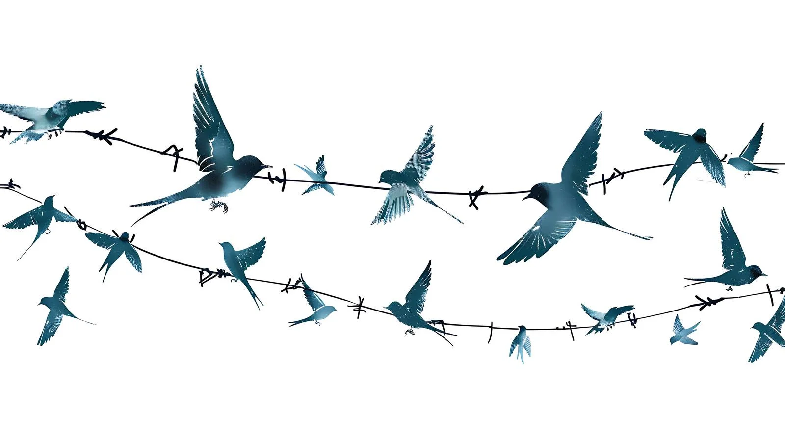 Swallows perched on wires against blue sky — free download from Dotvec