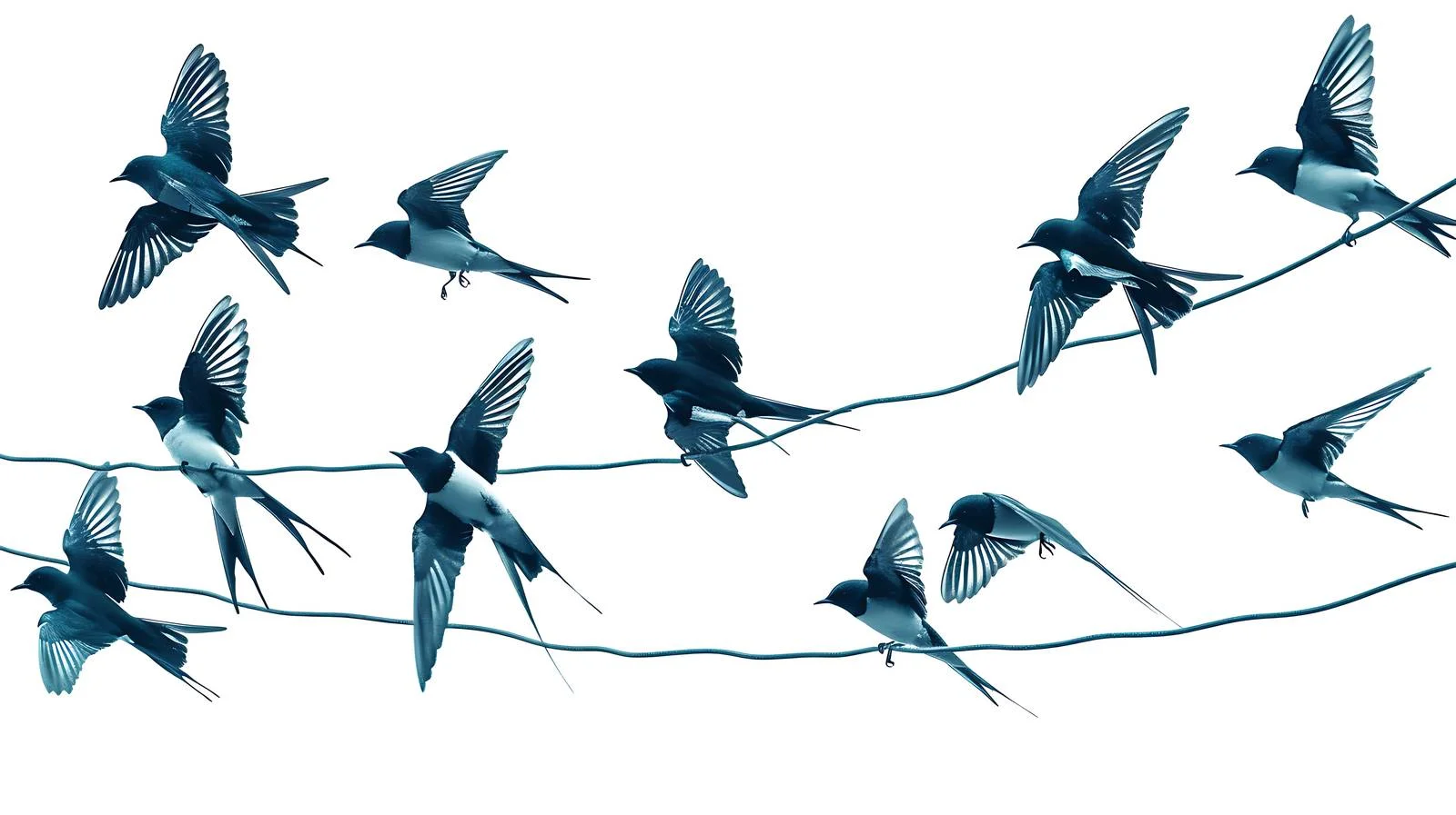 Swallows gathering on sky wire network — free download from Dotvec