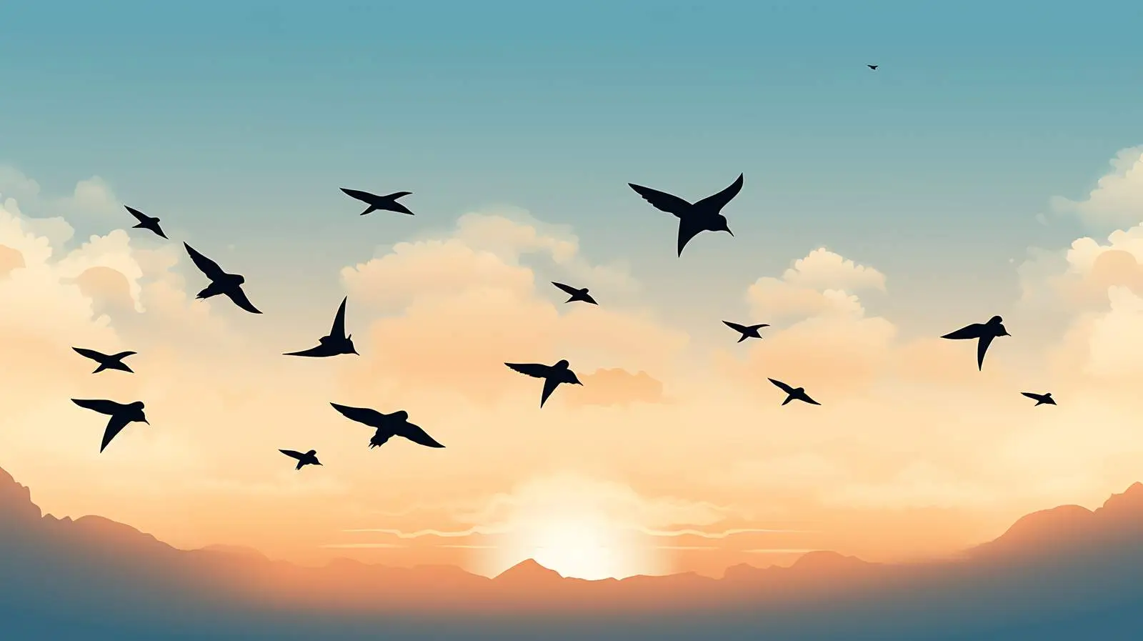 Swallow Silhouettes: Graceful Flock in Flight — free download from Dotvec