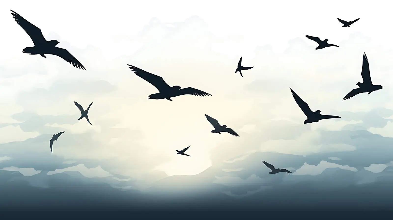 Silhouetted Flock of Flying Swallows — free download from Dotvec