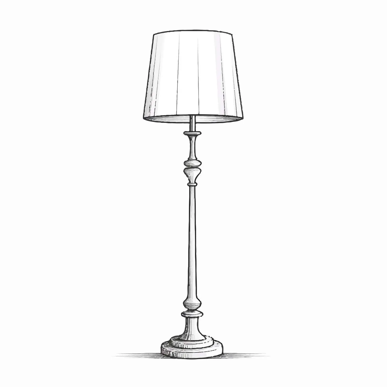 Floor Lamp Outline Illustration on White Background — free download from Dotvec