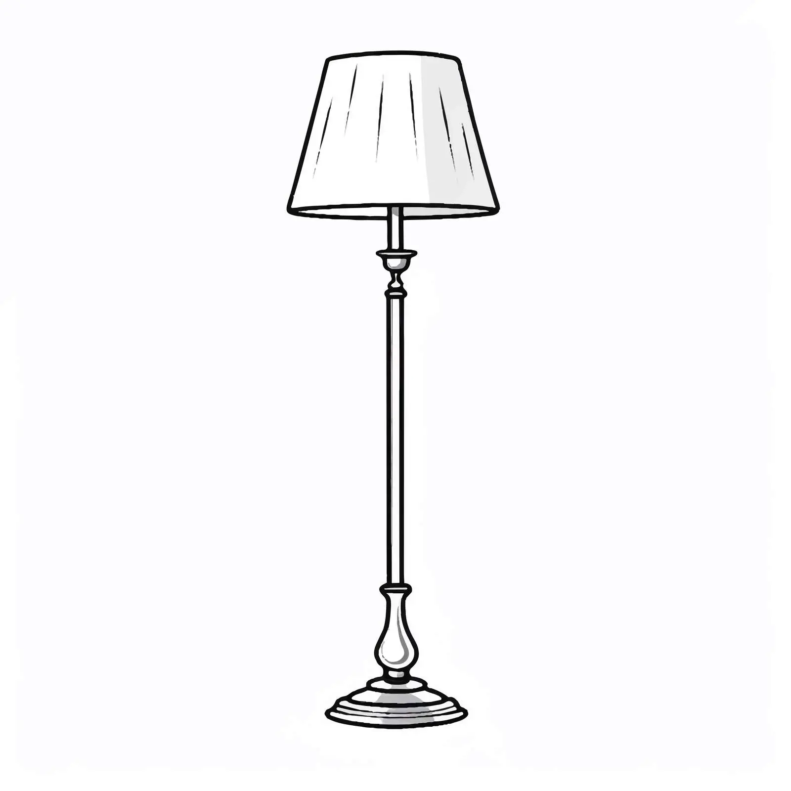 Outline Illustration of Floor Lamp on White Background — free download from Dotvec